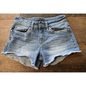 SHYANNE Western Wear Denim Shorts 27 Embellished Light Wash Rhinestones